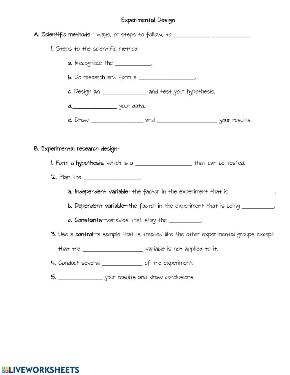 Experimental Design Guided Notes  Interactive Worksheet Regarding Experimental Design Worksheet Scientific Method