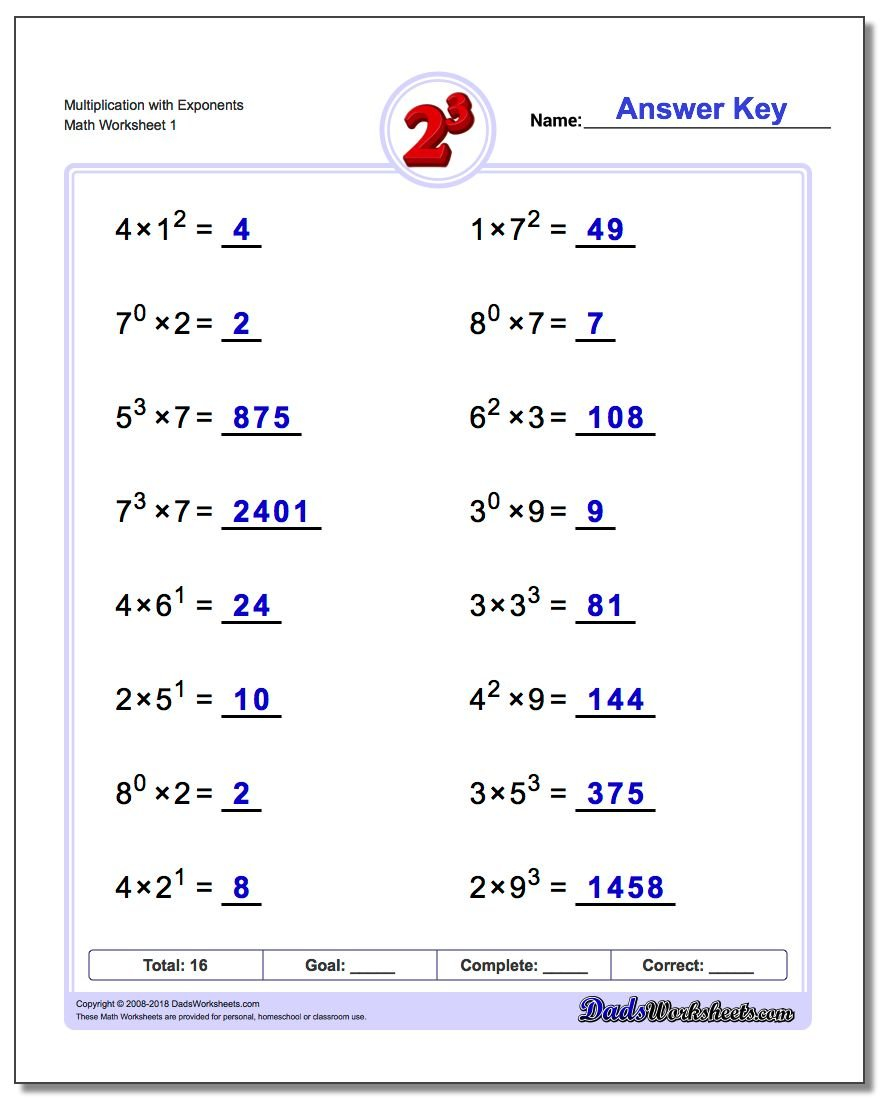 Exponents Worksheets Pertaining To Operations With Exponents Worksheet