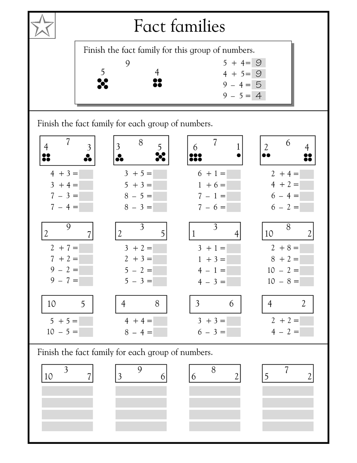 Fact Family Worksheets For First Grade  Activity Shelter In Fact Family Worksheets For First Grade