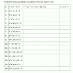 Factoring Quadratic Equations And Algebra 2 Solving Quadratic Equations By Factoring Worksheet Answers