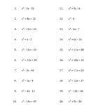 Factoring Quadratic Expressions With 'a' Coefficients Of 1 A Throughout Factoring Quadratic Trinomials Worksheet