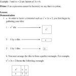Factoring Trinomials Using Algebra Tiles Student Activity  Pdf With Factoring Trinomials Worksheet Algebra 2