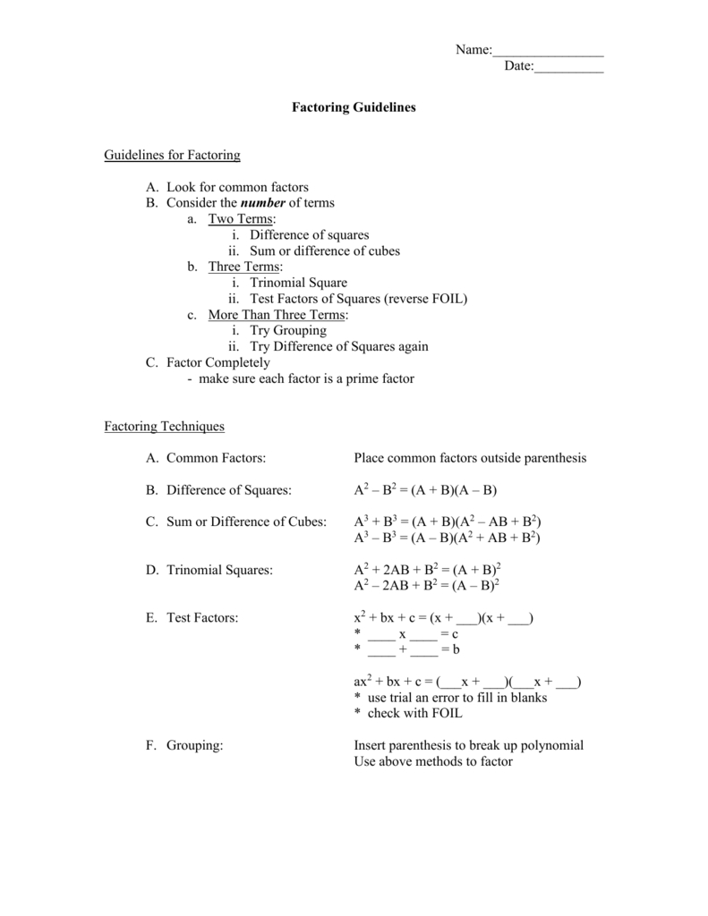 Factoring Worksheet Regarding Factoring Difference Of Squares Worksheet