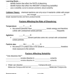Factors Affecting The Rate Of Dissolving With Factors Affecting Solubility Worksheet Answers