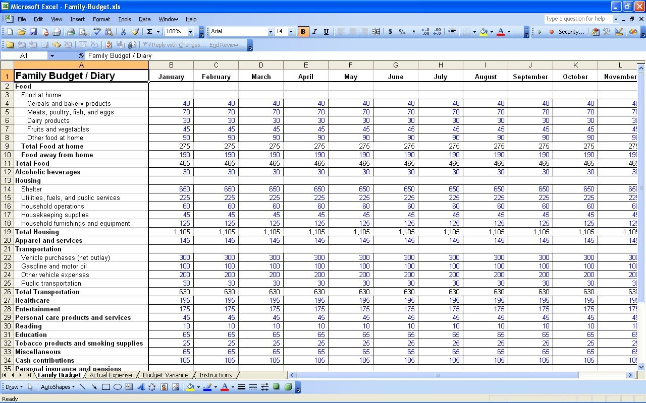 Family Budget Spreadsheet Excel Free Household Template Personal With Regard To Dave Ramsey Budget Worksheet