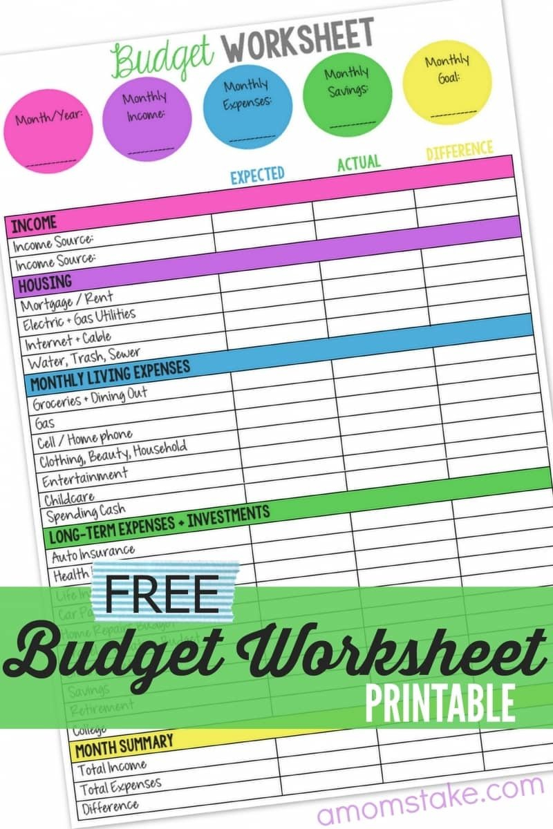 Family Budget Worksheet  A Mom's Take And Family Budget Worksheet