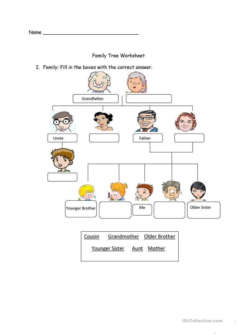 Family Tree Worksheet Printable Luxury Vocabulary Worksheets  Yooob Inside Spanish Family Tree Worksheet Answers