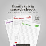 Family Trivia Answers Sheet Printable For Family Reunion Party | Etsy As Well As Family Reunion Payment Spreadsheet