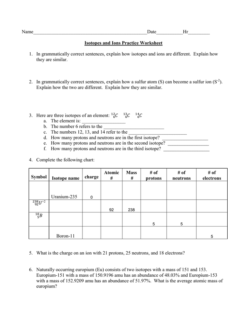File Within Isotope And Ions Practice Worksheet