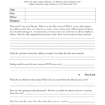 Film Analysis Worksheet Pertaining To Film Study Worksheet For A Work Of Fiction Answers