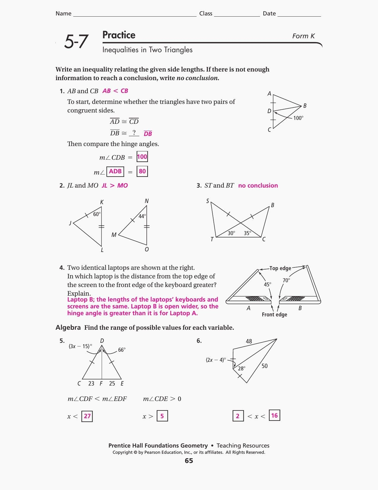 Find The Interior Angle Sum For Each Polygon Worksheet  Briefencounters With Regard To Glencoe Geometry Chapter 7 Worksheet Answers