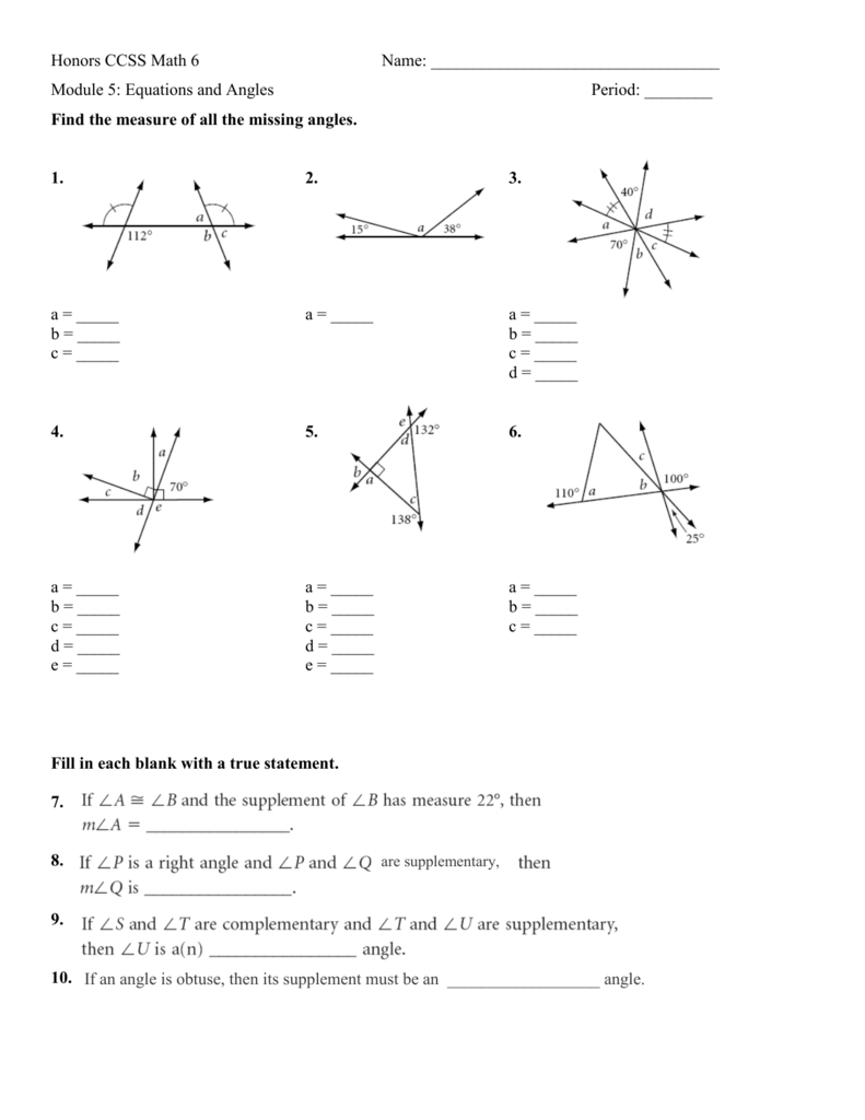 Finding Missing Angles Worksheet For Finding Missing Angles Worksheet