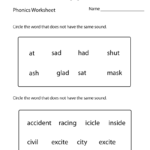 First Grade Phonics Worksheet  Free Printable Educational Worksheet Pertaining To Free Phonics Worksheets First Grade