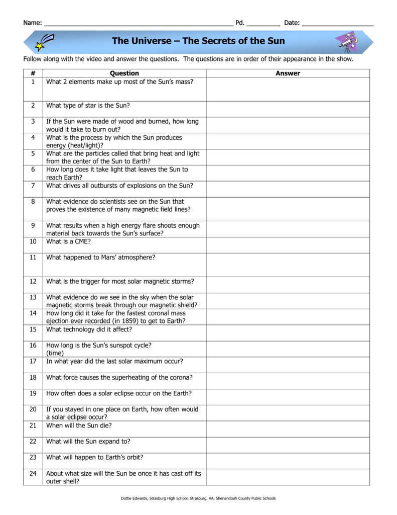 Follow Along With The Video And Answer The Questions The Pertaining To The Universe Mars The Red Planet Worksheet Answers