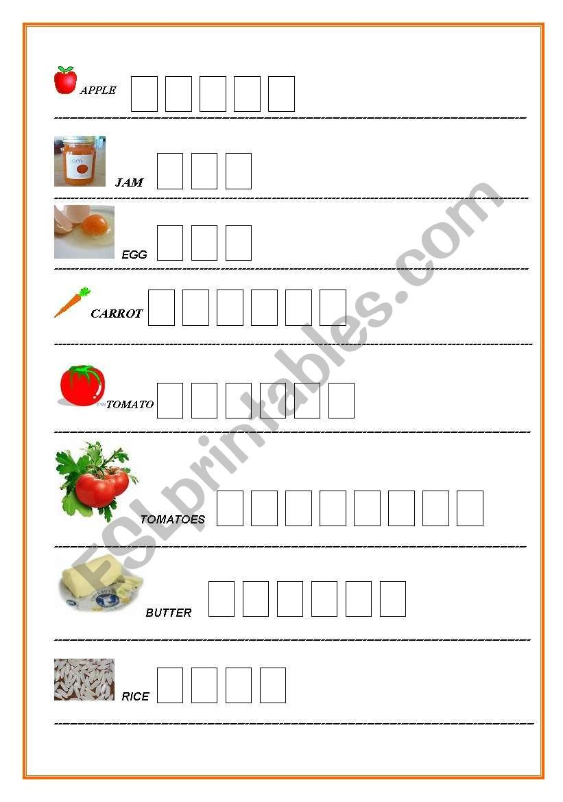 Food Writing Exercise For Dyslexic Learners Or Students With Intended For Dyslexia Exercises Worksheets