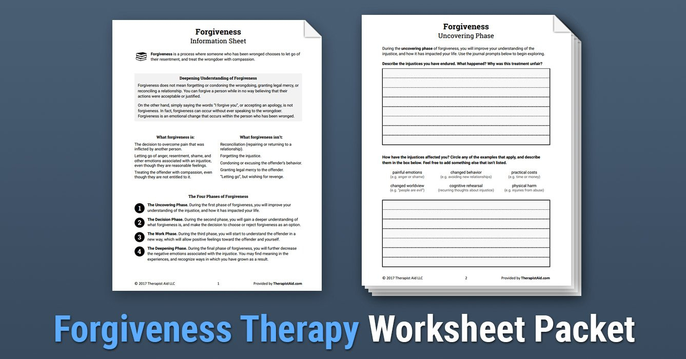 Forgiveness Therapy Worksheet  Therapist Aid Or Forgiveness Worksheets Pdf