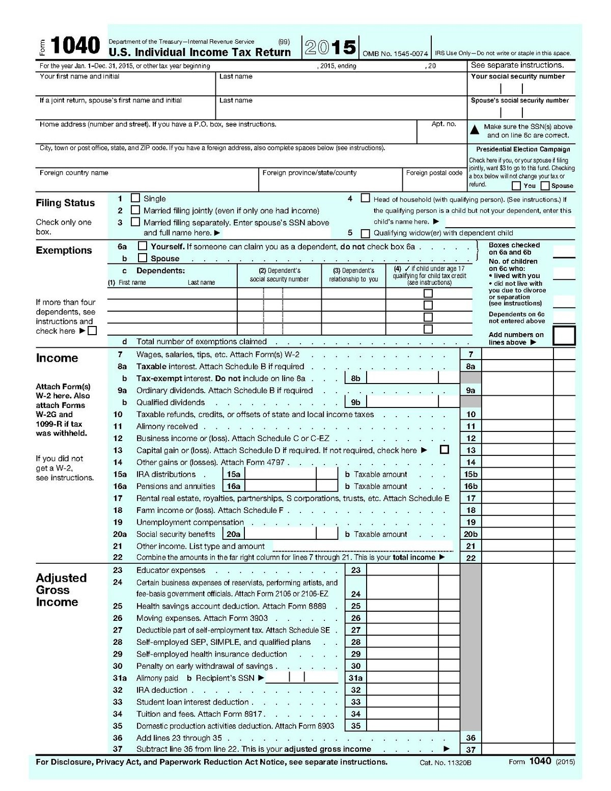 Form 1040  Wikipedia With Tax Computation Worksheet 2015