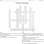 Forms Of Energy Crossword  Wordmint With Forms Of Energy Worksheet