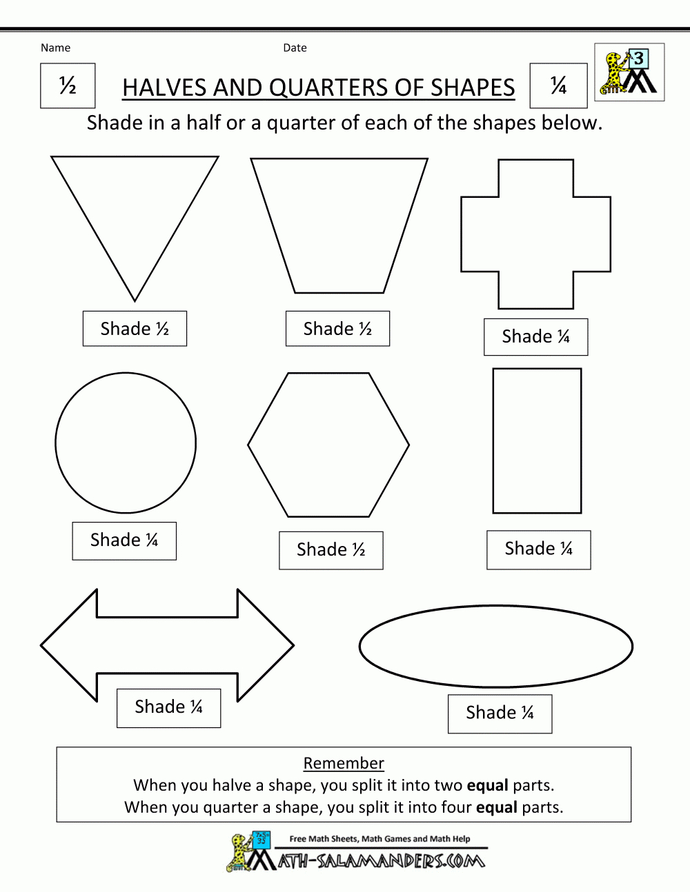 Fraction Shape Worksheets Also Dividing Shapes Into Equal Parts Worksheet