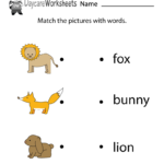 Free Animal Words Reading Worksheet For Preschool And Easy Preschool Worksheets