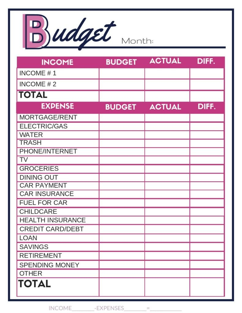 Free Budget Worksheets  Single Moms Income Along With Blank Budget Worksheet Printable