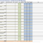 Free Download Itemized Construction Bid Worksheet Template Inside Tile Estimate Worksheet