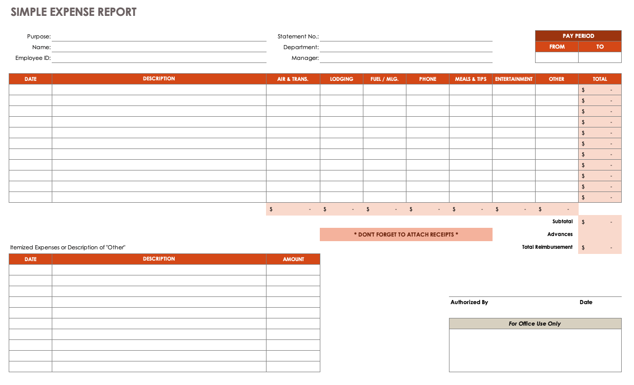 Free Expense Report Templates Smartsheet Within Excel Spreadsheet Template For Expenses