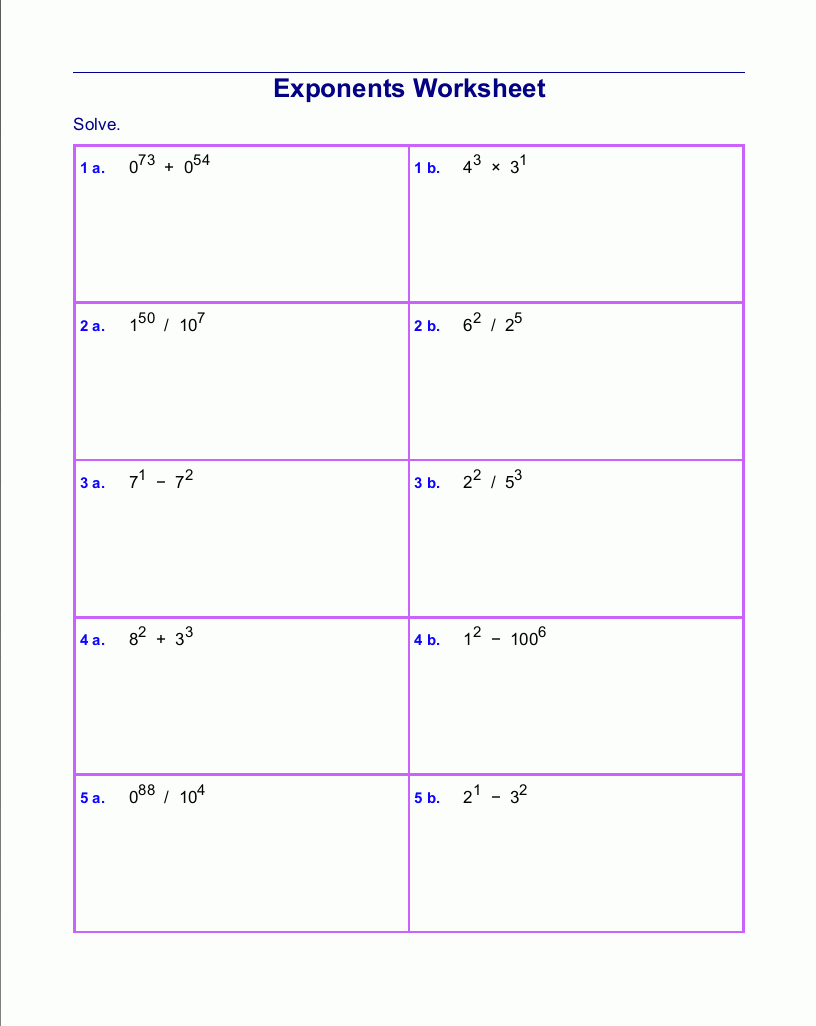 Free Exponents Worksheets Along With Exponents Worksheets Grade 8 Pdf