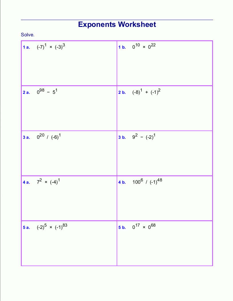 Free Exponents Worksheets Inside Exponent Worksheet Answers