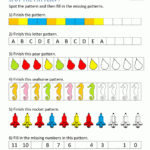 Free Kindergarten Worksheets Spot The Patterns As Well As Number Patterns Worksheets 3Rd Grade
