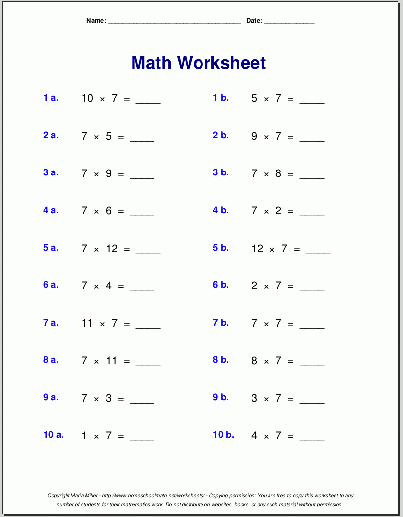 Free Math Worksheets Regarding Math Worksheet Generator Free