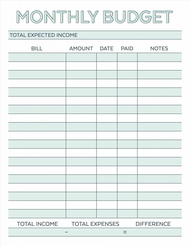 Free Monthly Budget Spreadsheet Planner Worksheet Bills Template For Free Monthly Budget Worksheet