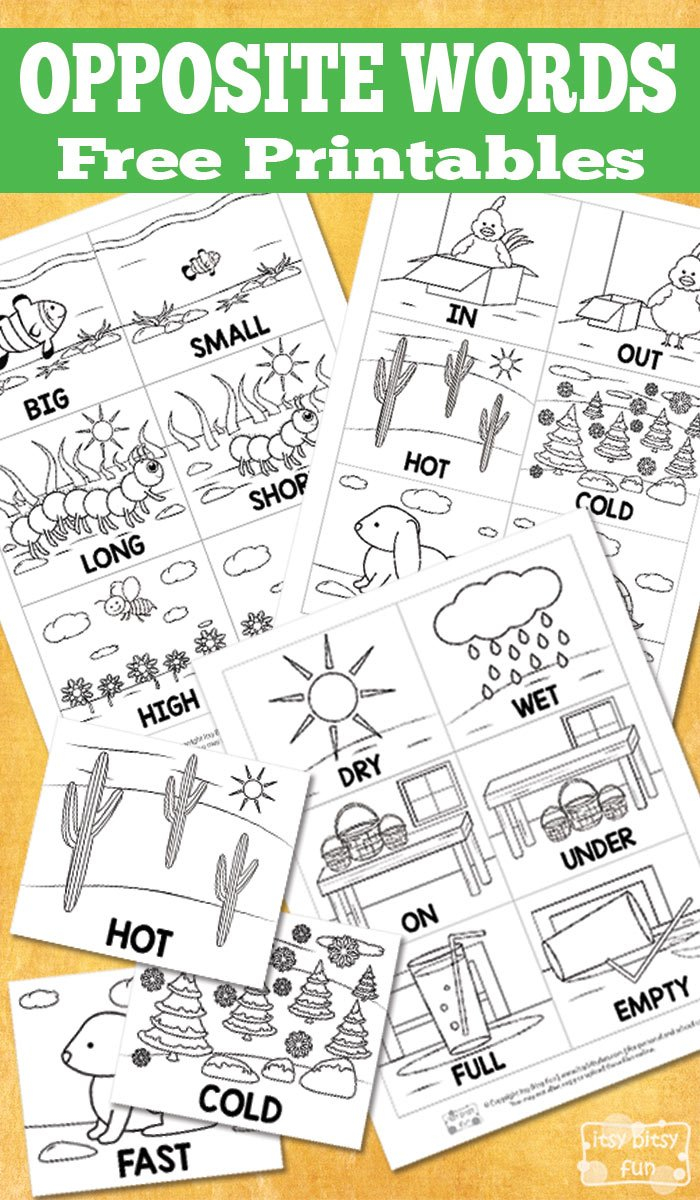 Free Opposite Words Printables  Itsy Bitsy Fun For Opposites Preschool Worksheets