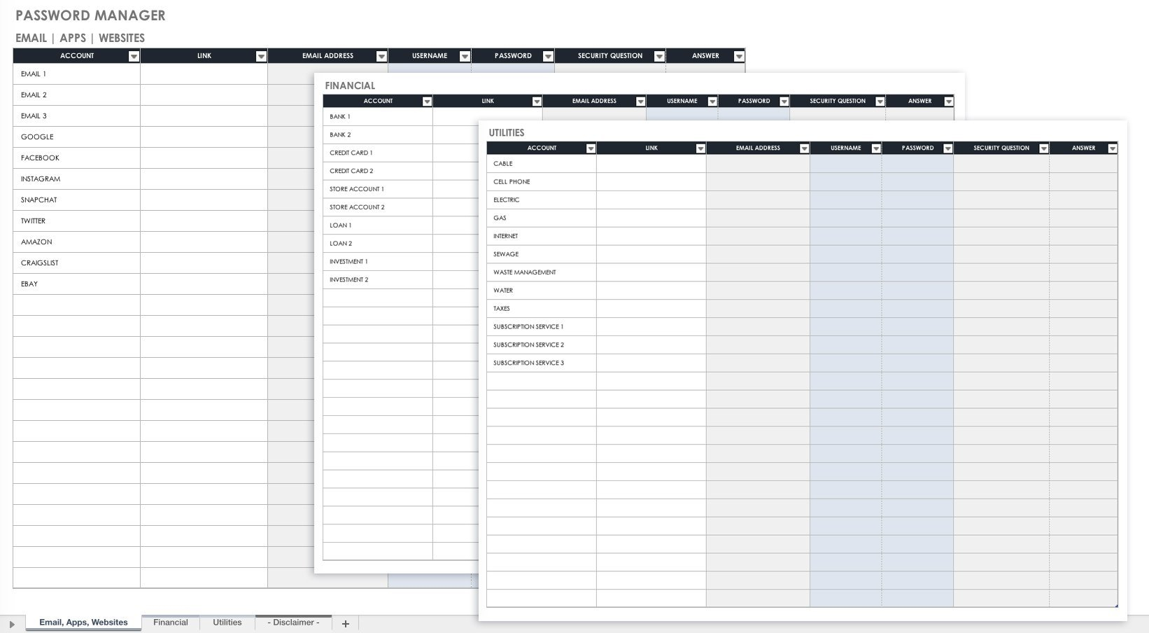 Free Password Templates And Spreadsheets | Smartsheet Inside Password Spreadsheet Template