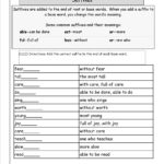 Free Prefixes And Suffixes Worksheets From The Teacher's Guide Inside Prefix And Suffix Worksheets 5Th Grade