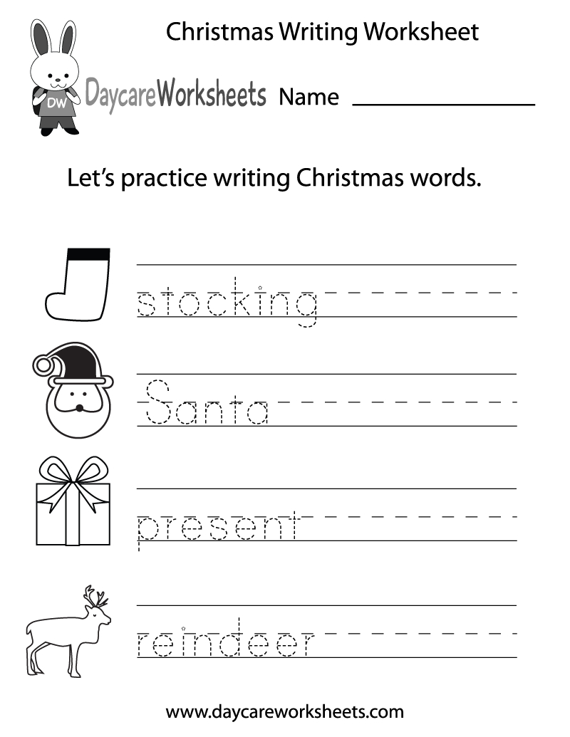 Free Preschool Christmas Writing Worksheet Regarding Preschool Writing Worksheets