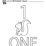 Free Preschool Number One Learning Worksheet For Learning Numbers Worksheets