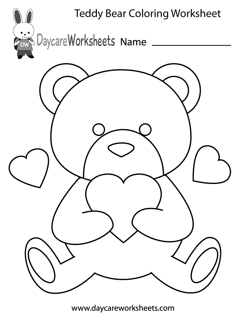 Free Preschool Teddy Bear Coloring Worksheet Within Coloring Worksheets For Preschool