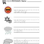 Free Preschool Weather Words Spelling Worksheet Or Weather Worksheets Pdf