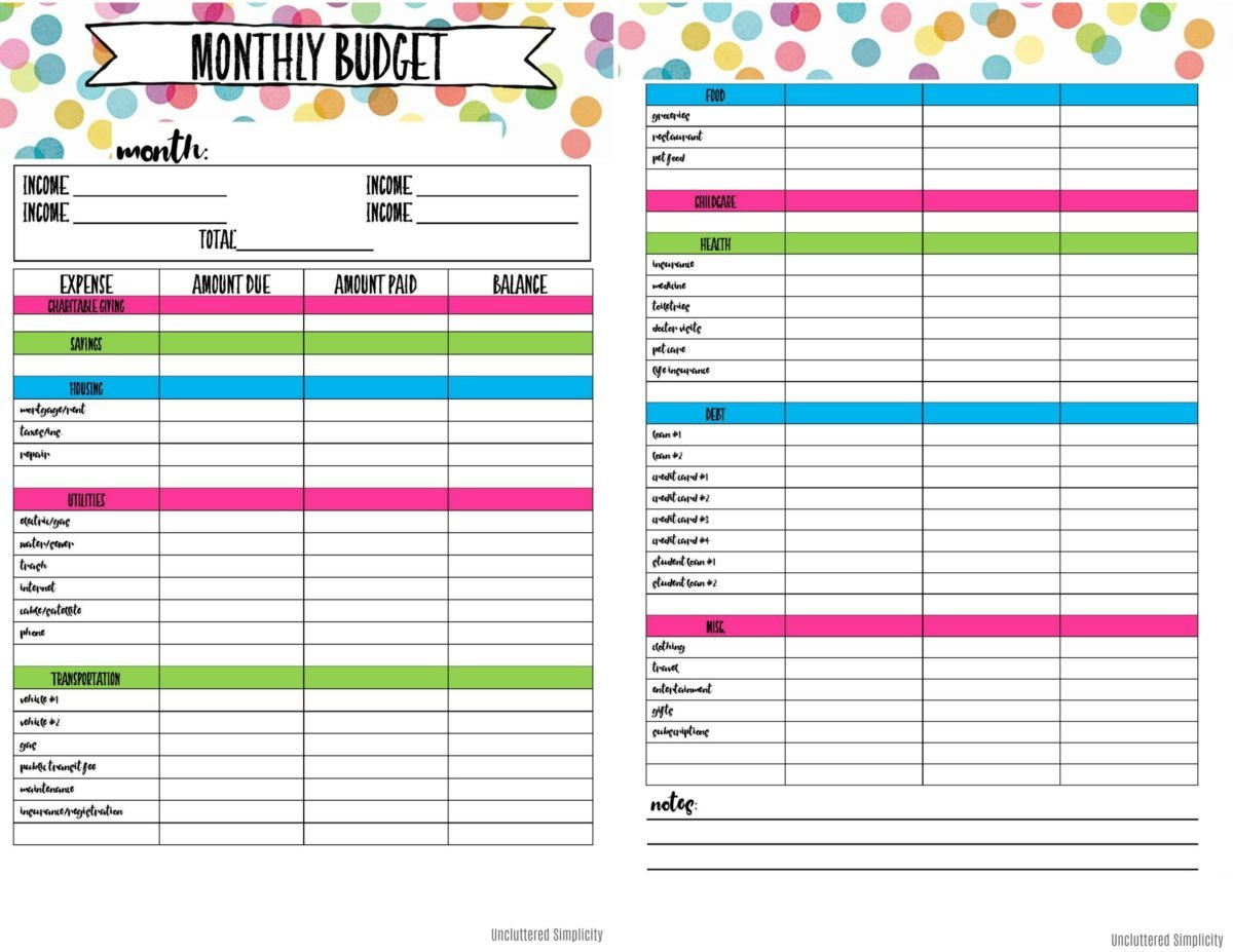 Free Printable Budget Planning Worksheets Throughout Budget Helper Worksheet Printable