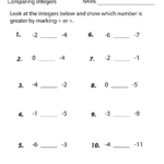 Free Printable Comparing Integers Worksheet For Seventh Grade Pertaining To Getting Ready For 7Th Grade Worksheets