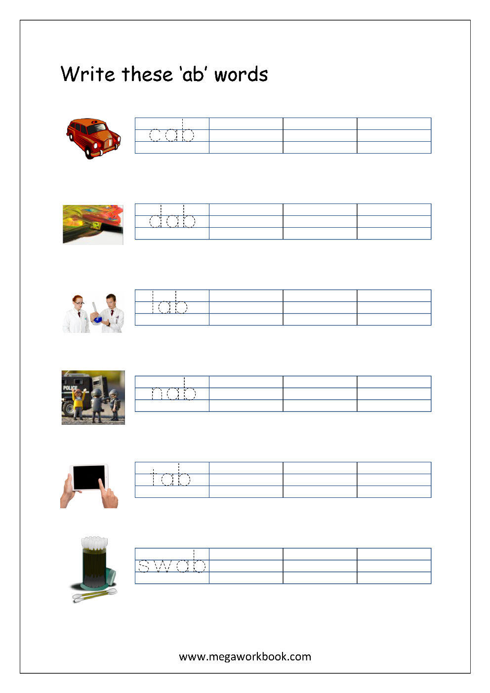 Free Printable Cvc Words Writing Worksheets For Kids  Three Letter In Rhyming Words Worksheets For Kindergarten