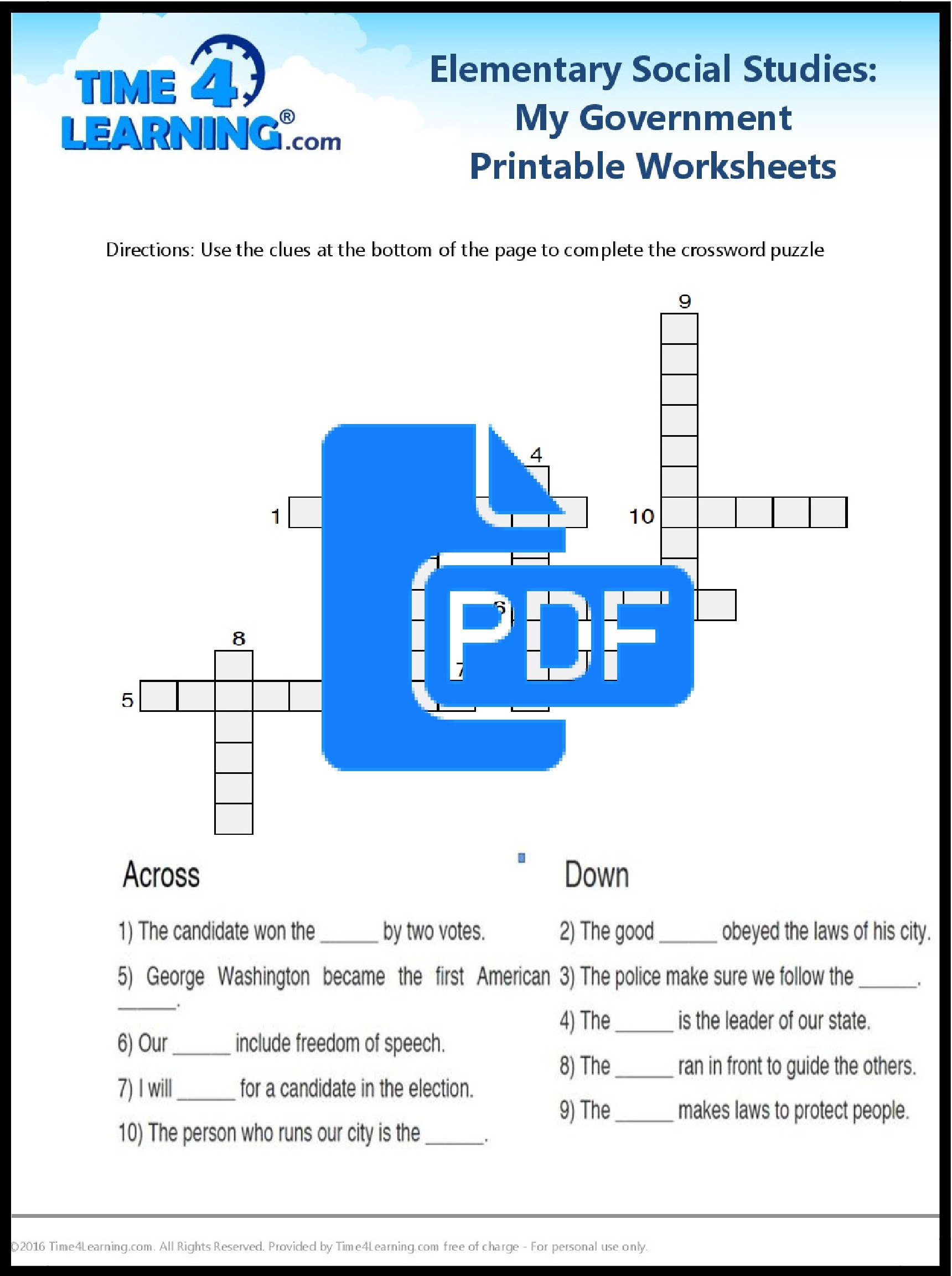 Free Printable Elementary Social Studies Worksheet  Time4Learning For Printable Social Studies Worksheets