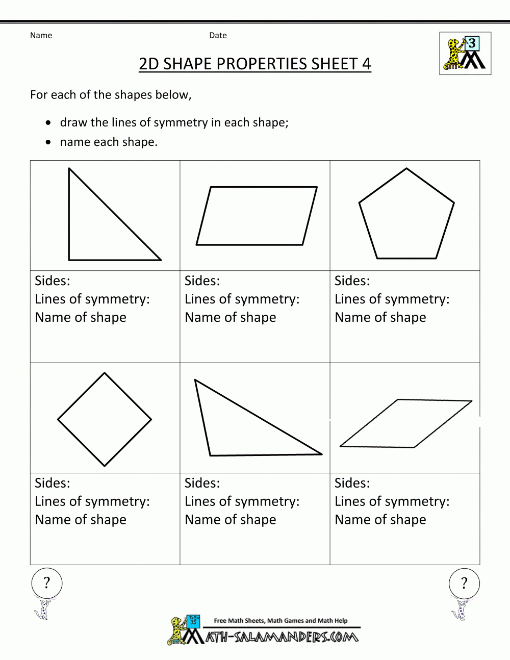 Free Printable Geometry Worksheets 3Rd Grade With Regard To 4Th Grade Geometry Worksheets