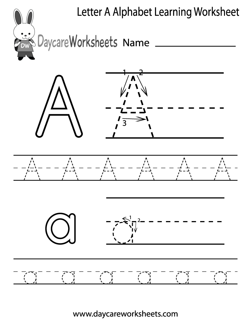 Free Printable Letter A Alphabet Learning Worksheet For Preschool With Preschool Letter Worksheets