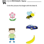 Free Printable Letter B Beginning Sounds Phonics Worksheet For Preschool With Regard To Preschool Phonics Worksheets