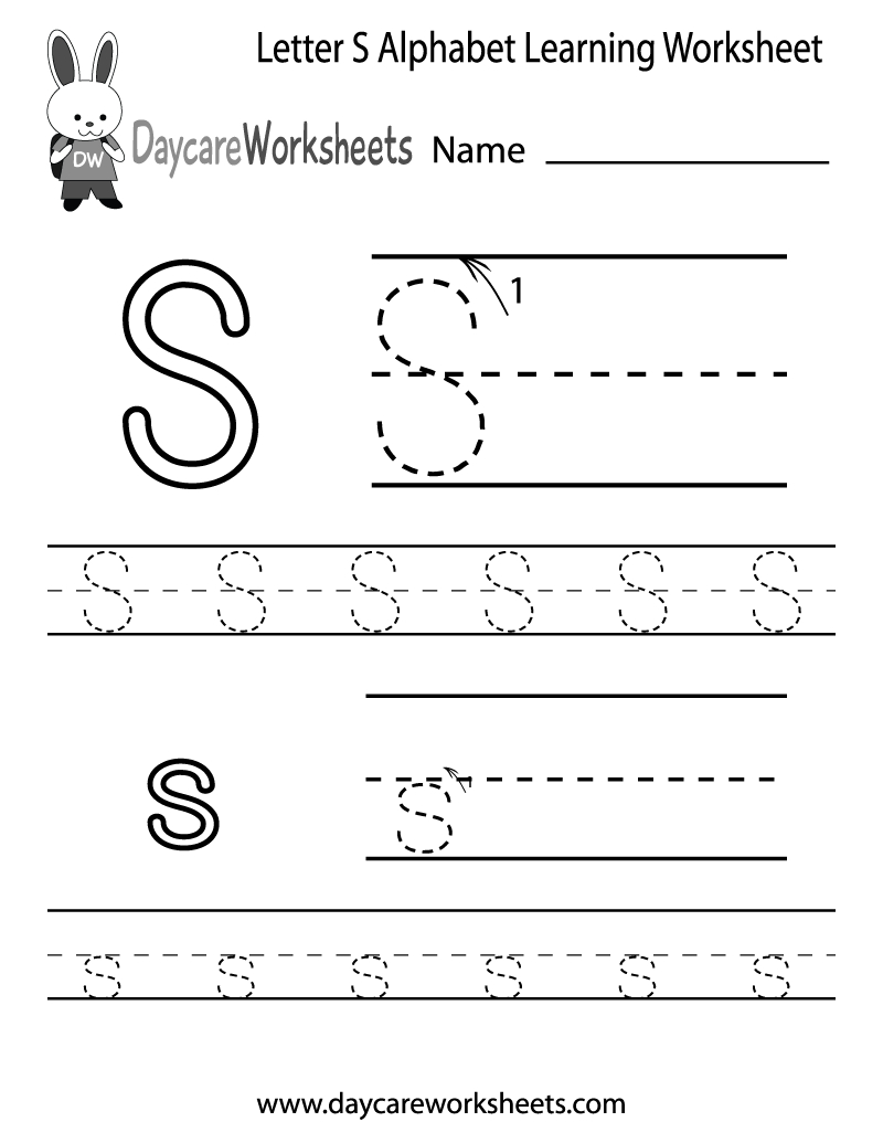 Free Printable Letter S Alphabet Learning Worksheet For Preschool Regarding Preschool Letter Worksheets