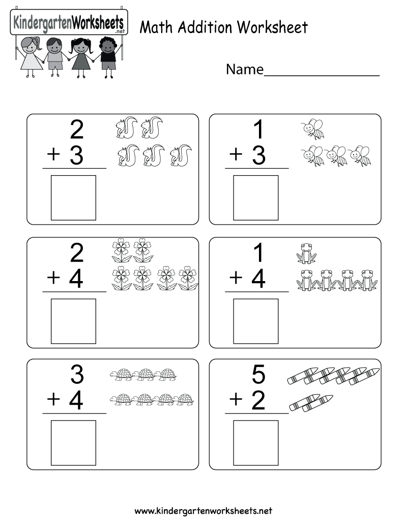 Free Printable Math Addition Worksheet For Kindergarten With Free Printable Math Addition Worksheets For Kindergarten