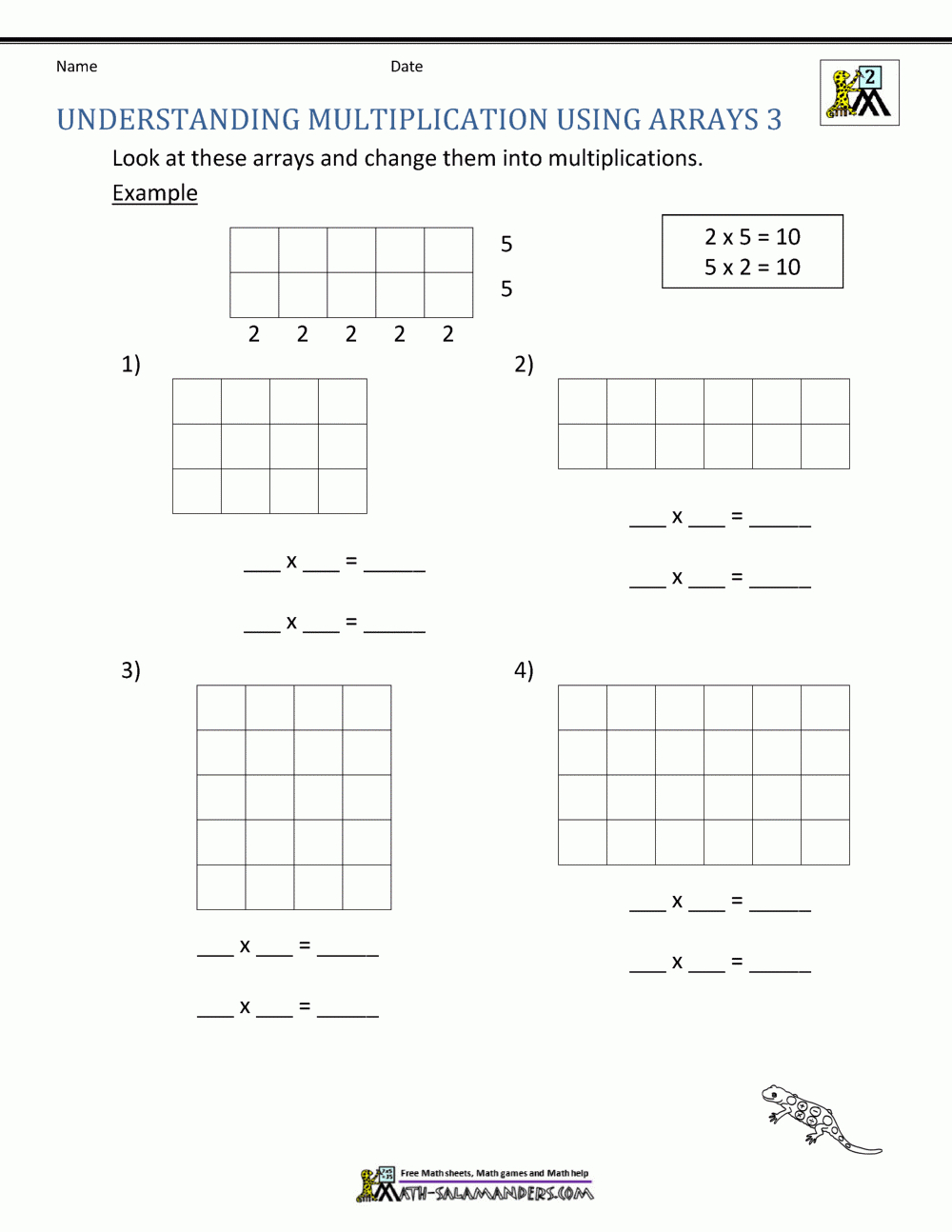 Free Printable Multiplication Worksheets 2Nd Grade Along With Arrays And Multiplying By 10 And 100 Worksheet