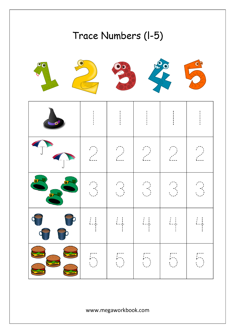 Free Printable Number Tracing And Writing 110 Worksheets  Number Throughout Writing Numbers Worksheet